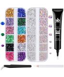 Nail Art Rhinestone Glue Gel Kit with 2 Boxes of Flatback Gems - 15ml Rhinestone Gel Glue + Colorful Gems & Glass Crystals - UV/LED Required - Includes Pickup Tools - Buy Online on GoSupps.com