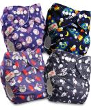 Littles and Bloomz Baby Reusable Pocket Cloth Diaper Standard Popper - Set of 4 Nappies - Buy Online on GoSupps.com