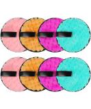 8 Washable Microfiber Slaughtering Pads - Reusable Cotton Makeup Remover Towels (11.5cm) in Yellow Green Pink & Purple - Eco-Friendly Facial Cleaning Solution - Buy Online on GoSupps.com