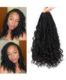 Boho Box Braids Crochet Hair 14 inch 8 Packs - Curly Ends Goddess Box Braids for Black Women | 1B# Color - Buy Online on GoSupps.com