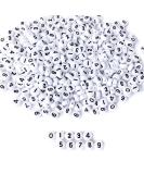 Amaney 500pcs White Acrylic Number Beads 7x4mm | Mixed Round Shape Loose Beads - Buy Online on GoSupps.com