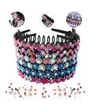 6-Pack Rhinestone Teeth Combs & Flower Crystal Hair Bands for Women - Non-Slip Hard Plastic Head Straps in 6 Shiny Colors | Luolipeya - Buy Online on GoSupps.com
