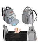 Yuniss Multifunctional Diaper Backpack | Large Capacity Waterproof Baby Bag with Bed Diaper Pad & Stroller Belt - Gray - Buy Online on GoSupps.com
