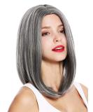 WIG ME UP 1960 Shoulder Length Straight Wig for Women - Grey Streaked Middle Parting - Buy Online on GoSupps.com