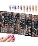 MWOOT 6Pcs Nail Art Stamping Plates Set Mixed Patterns Nail Stencils Plates Manicure Print Tool Nail Plates Image Stamp Templates for Women Nail Art Decoration - Buy Online on GoSupps.com