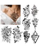 Cerlaza Temporary Tattoos for Women - 10 Sheets of Sexy and Realistic Semi-Permanent Waterproof Tatuajes Temporales for Half Arm Sleeve - Long Lasting Designs including Flowers, Snakes, Butterflies, and Tigers - Buy Online on GoSupps.com