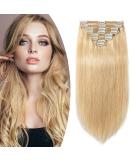 SEGO Real Hair Clip-in Extensions - 8 Piece Party Set 100% Remy Medium Blonde #24 25cm - 110g - Buy Online on GoSupps.com