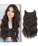 FESHFEN Invisible Wire Hair Extensions - Adjustable Size, Natural Black, Long Wavy Hairpiece for Women - 16 Inch - Buy Online on GoSupps.com