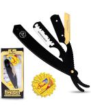 Professional Matte Black Barber Straight Razor | 10 Premium Shark Blades | Smooth Shave & Beard Lining Up - Buy Online on GoSupps.com