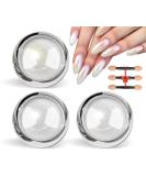 Ledsuuei White Pearl Chroma Nail Powder - 3Pcs Aurora Ice Shimmer Chrome Pigment for Stunning Mirror Effect Nails | Glazed Donut Glitter for Nail Salons - Buy Internationally - Buy Online on GoSupps.com