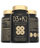 Vitamin D3 K2 Capsules | 5000 IU D3 & 100mcg K2 | 60 Capsules | USA Made Vegetarian Supplement | Bone, Muscle, Teeth & Immune Support - Buy Online on GoSupps.com