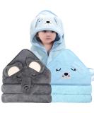 Roxanepig Baby Hooded Towels 2-Pack | Soft Bamboo Bath Towels 80x80 cm in Blue & Pink for Newborns & Kids - Buy Online on GoSupps.com