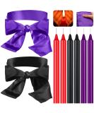 Coume 8 Pcs Low Temperature Wax Play Candles + Silk Blindfold Set (Purple Black) - 150 cm - Buy Online on GoSupps.com