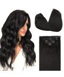 Buy Doores Clip-In Hair Extensions - Natural Black 35cm (14 inch) Remy Human Hair - 120g 7 Pieces Smooth & Straight - Buy Online on GoSupps.com