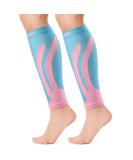 Cambivo Calf Bandage & Compression Socks for Men & Women - Sports Support Stockings for Running Football & Swelling Relief - S-M Blue/Pink - Buy Online on GoSupps.com