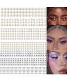 White Pearl & Clear Rhinestone Stickers - 4368 PCS Self-Adhesive Gems for Makeup, Face, Eye, Hair - DIY Vintage Bling Jewels - Buy Online on GoSupps.com