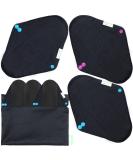 wegreeco Bamboo Charcoal Reusable Menstrual Pads - 6 Pack Medium Black | Soft Cloth Sanitary Pads & Panty Liners with Wet Bag - Buy Online on GoSupps.com
