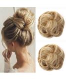 JJstar 2PCS Curly Fake Hair Buns - High Heat Resistant Synthetic Fiber Scrunchies for Women, Light Honey Blonde - Buy Online on GoSupps.com