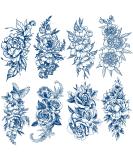 Semi Permanent Tattoos  Temporary Tattoos  8-Sheet 100% Plant-Based Ink Realistic Blue Flower Tattoos for Adults Women Girls Kids Floral - Buy Online on GoSupps.com