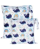 Vicloon Wet Bag 2 PCS - Waterproof Reusable Cloth Diaper Bags for Babies | Double Zipper Pockets | Ideal for Swimming, Travel, Gym | Whale Design - 2 Pack - Buy Online on GoSupps.com