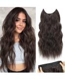 NANNAN Dark Brown Invisible Wire Hair Extensions - 20 Inch Long Curly Wavy Headband for Women - Adjustable Size with 4 Secure Clips - Synthetic Hairpieces - Buy Online on GoSupps.com