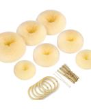 Teenitor Blonde Hair Donut Bun Maker Set 7pcs Hair Donut Bun Ring with 5pcs Doe Beige Elastic Hair Bands with 20pcs Gold Hair Pins Hair Bun Doughnut for Ballet Girls Kids Extra Large Medium Small - Buy Online on GoSupps.com