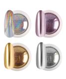 Chrome Nail Powder Set - Glitter Metal Mirror Effect - 4 Colors - 3D Holographic - DIY Nail Art Kit with Sponge Sticks - Buy Online on GoSupps.com