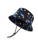LANGZHEN Beach Sun Protection Hat for Baby Girls | Adjustable Wide Brim Toddler Kids Hat with Chin Strap | Navy Dinosaurs | 1-2 Years - Buy Online on GoSupps.com