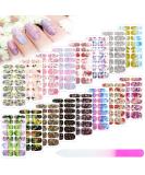 Self Adhesive Flower Nail Wraps - 16 Sheets Full Cover Nail Stickers with Butterfly Design for Women and Girls | Nail Art Decals and Polish Sticker Set with File | Nail Decoration - Buy Online on GoSupps.com