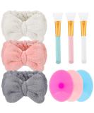 3-Piece Spa Headband Set with Face Mask Applicator and Silicone Cleanser Brushes - Buy Online on GoSupps.com