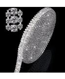 3 Rows Crystal Rhinestone Close Chain Trim for Crafts (White Rhinestone with Silver Base 6 Yard x 0.35 Inch) White Rhinestone with Silver Base 6 Yard - Buy Online on GoSupps.com
