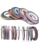 Matte Nail Art Striping Tape Set - 36pcs Glitter Nail Stickers for Stylish Nail Decoration in Gold & Silver - Buy Online on GoSupps.com