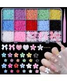 3D Color Tiny Flowers Nail Charms Kit - Acrylic Spring Blossom & Gold Caviar Beads | DIY Nail Art Decor Accessories - Buy Online on GoSupps.com