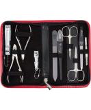 Three Swords Germany 10 pcs Travel Nail Care Set 'Spezia' - Red Synthetic Leather Case with Scissors Pliers Tweezers & Glass Nail Files | International Shipping Available - Buy Online on GoSupps.com