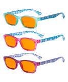 Eyekepper 3 Pack Floral Blue Light Filter Reading Glasses +1.25 with Orange Tinted Lenses | Computer Readers for Women | Blue Light Blocking | Anti-Glare | 3 Pairs - Buy Online on GoSupps.com