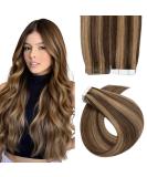 Elailite 30cm Tape Extensions - Real Remy Hair 20 Pieces #4/27 Medium Brown & Dark Blonde Smooth Adhesive - International Shipping Available - Buy Online on GoSupps.com