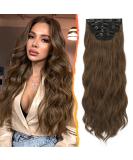 Buy Barsdar 5 PCs Long Wavy Clip-In Hair Extensions | Thick Natural Soft Synthetic | 50 cm Golden Chestnut Brown - Buy Online on GoSupps.com