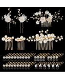 40 Piece Wedding Hair Comb Clips with Faux Pearl, Crystal, and Rhinestone Accents - Bridal Hair Accessories for Women and Girls - Buy Online on GoSupps.com