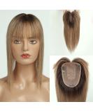 Haircube Ombre Ash Blonde Hair Toppers for Women | 100% Remy Human Hair Bangs | 150% Density | Silk Base for Thin & Gray Hair | 14 Inch | 40g - Buy Online on GoSupps.com