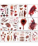 Tazimi Halloween Realistic Horror Wound Temporary Tattoos - Masquerade Prank Fake Tattoo Stickers for Adults - Spooky Halloween Face Makeup & Body Art - Buy Online on GoSupps.com
