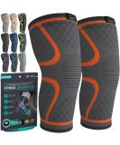 Modvel Knee Braces 2 Pack for Meniscus Tear, ACL & Arthritis Pain Relief - Medium Orange Knee Compression Sleeve Set for Women & Men - Buy Online on GoSupps.com