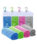 Sukeen 4 Pack Cooling Towel (40"x12"), Ice Towel, Soft Breathable Chilly Towel, Microfiber Towel for Yoga, Sport, Running, Gym, Workout,Camping, Fitness, Workout & More Activities Blue/Grey/Green/Pink - Buy Online on GoSupps.com