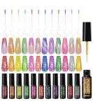 12 Colors Gel Nail Polish Liner Set - Reflective Glitter UV Gel for DIY Nail Art & Manicure Gifts - Buy Online on GoSupps.com