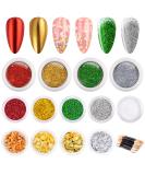 Melliex Nail Powder Set - 4 Chrome Powders 5 Glitter Nails 4 Gold Leaf & 8 Eyeshadow Brushes for DIY Nail Art & Salon Designs - International Shipping Available - Buy Online on GoSupps.com
