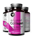 Premium Collagen Supplements for Women - High Strength Marine Collagen with Hyaluronic Acid Biotin Vitamin C & E - Supports Radiant Skin Hair & Nails Joint Health - UK Made - 90 Capsules Pot - Buy Online on GoSupps.com