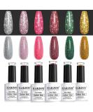 RARJSM Glitter Gel Nail Polish Set - 6PCS Reflective Shinny Gel Polish in Gold, Hot Pink, Green, Red, and Silver - Nail Art Varnish Manicure Kit with Diamond Sparkle - Gift Package Included - Buy Online on GoSupps.com