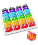 Monthly Pill Organizer - 30-Day Portable Pill Box with Labels for Vitamins Medicine & Supplements - One-Time-a-Day Rainbow Design - Buy Online on GoSupps.com