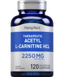 Piping Rock Acetyl L-Carnitine 2250 mg | 120 Capsules | Non-GMO Gluten Free Therapeutic HCL Supplement - Buy Internationally - Buy Online on GoSupps.com