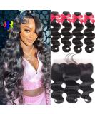 Brazilian Body Wave Human Hair Bundle with Lace Frontal Closure - 4 Bundle Pack (20 22 24 26+18) - 100% Unprocessed Virgin Hair - Natural Black - Buy Online on GoSupps.com