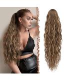 FESHFEN Long Curly Wavy Drawstring Ponytail Extensions Clip in Wavy Synthetic Hairpieces Honey Blonde Mixed Light Brown Drawstring Ponytail Curly Hair Piece Pony Tail Extension for Women 26 inch 26 Inch Honey Blonde Mixed Light Brown - Buy Online on GoSupps.com